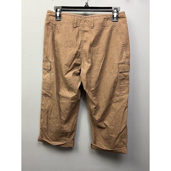 Mountain Hardwear Cropped Cargo Pants Womens 4 Brown‎ Hiking Pockets Drawstring - Picture 2 of 6